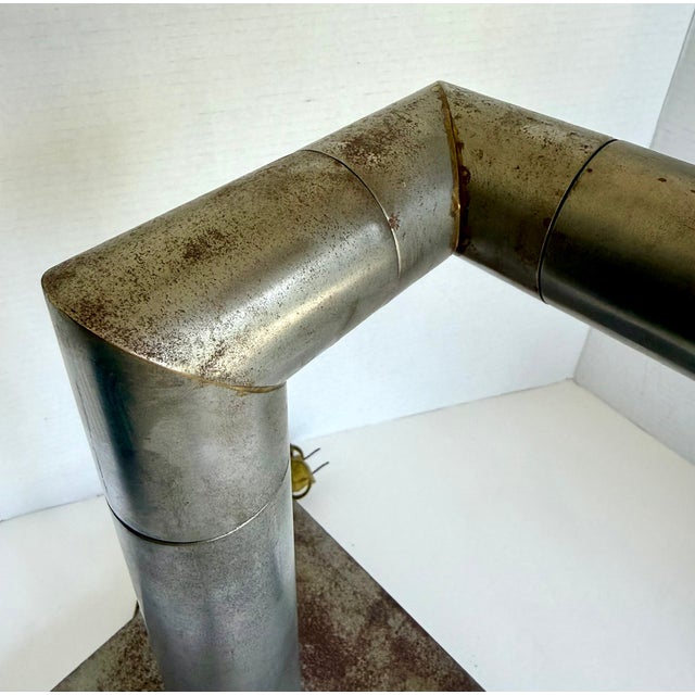 1960s Industrial Modernist Patinated Brushed Steel Adjustable Desk Task Lamp For Sale - Image 13 of 16