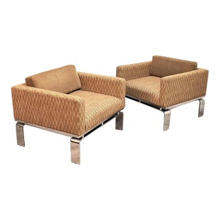 1980s Pair of Vintage Italian Chrome Club Chairs For Sale