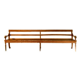 113” Large Victorian Civic Use or Train Depot Wood Bench, Circa 1860 For Sale