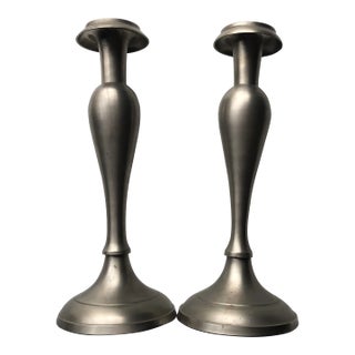 90's Pewter Candle Sticks S/2 For Sale