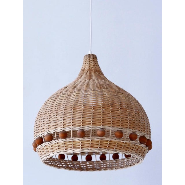 Mid-Century Modern Rattan Tulip Pendant Lamp, Germany, 1960s For Sale - Image 9 of 18
