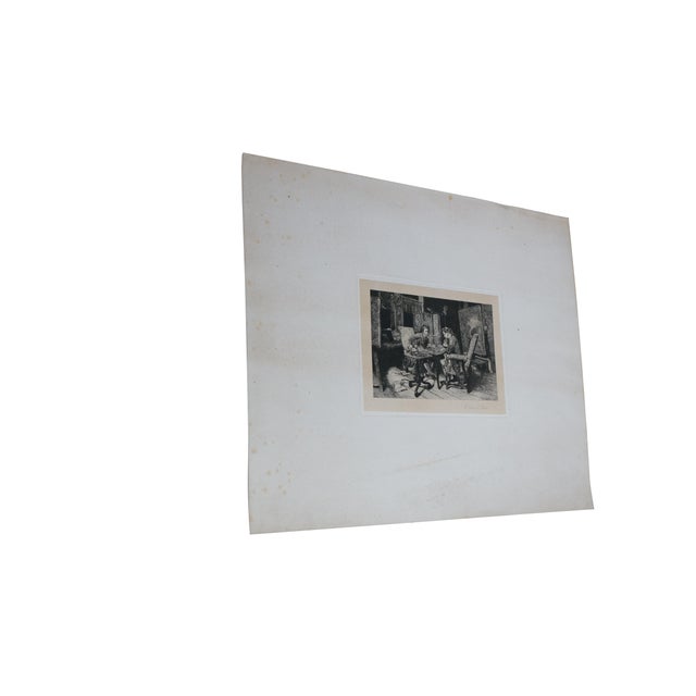 Realism Antique Jean Louis Ernest Meissonier Classical Game of Chess Etching 24" For Sale - Image 3 of 9