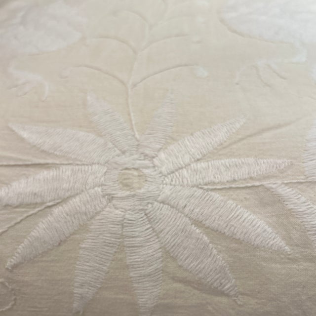 Beautiful hand made cotton pillow in an ecru color with white hand embroidered stitching. These pillows are soft and fun...