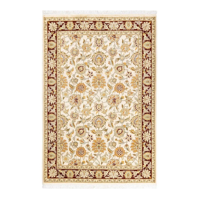 Ivory Mogul, One-of-a-Kind Hand-Knotted Area Rug in Ivory, 4' 3" x 6' 2" For Sale - Image 8 of 8