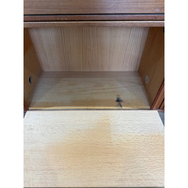 1970s 1970s Danish Modern Teak Modular Wall Unit Cabinet With Tambour Doors & Flat File Drawers For Sale - Image 5 of 18
