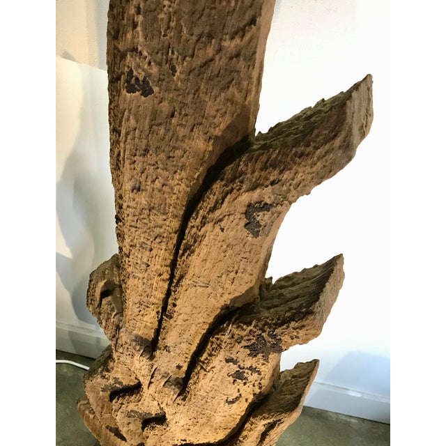 70" Large Mid 20th Century Thai Carved Teak Sculpture - Eternal Flame For Sale - Image 4 of 10