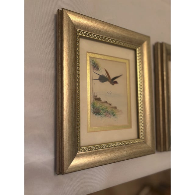 Late 20th Century Framed Chinoiserie Style Bird Painting- A Pair For Sale - Image 4 of 11