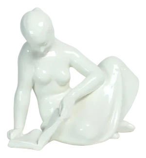 Vintage White Porcelain Statue of Reading Lady from Jihokera, 1960s