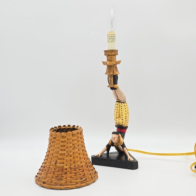 Mid-Century Modern Vintage Asian Acrobat Candlestick Lamp For Sale - Image 3 of 7