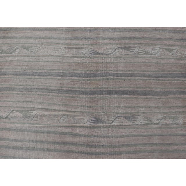 Stripe Design Turkish Vintage Kaysari Kilim Rug in Soft Pastel Tones For Sale - Image 9 of 11