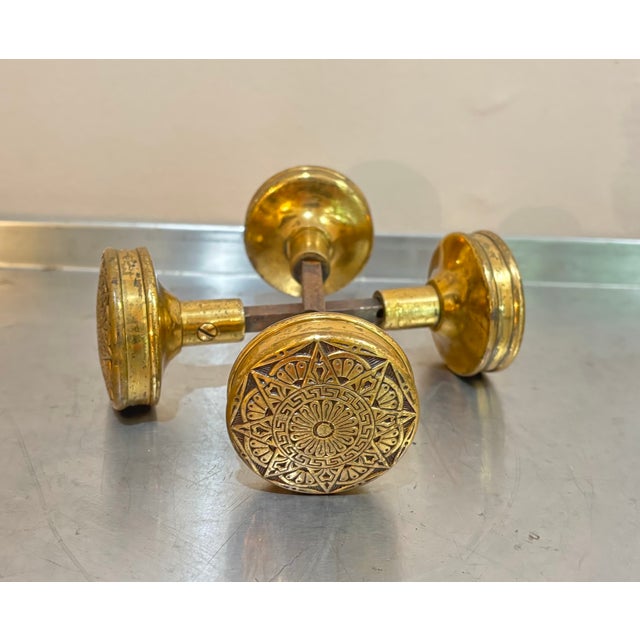 Art Deco p.f. Corbin Cast Brass Art Deco Door Knobs For Sale - Image 3 of 5