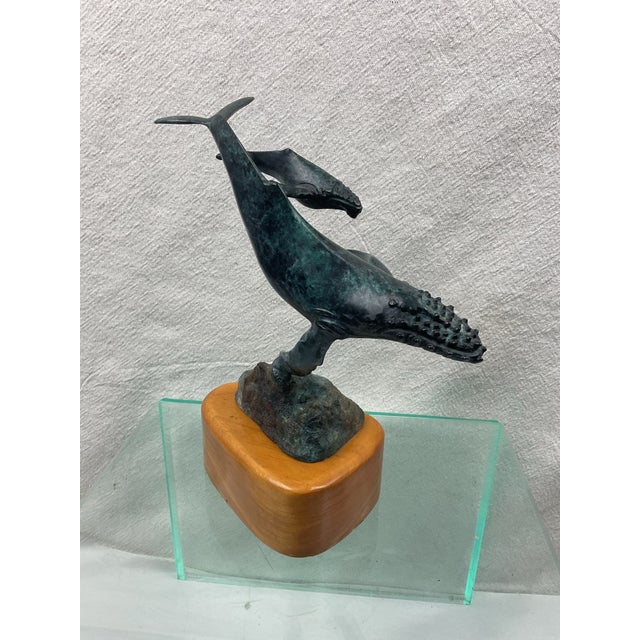 Patinated Bronze Whale Sculpture For Sale - Image 4 of 9