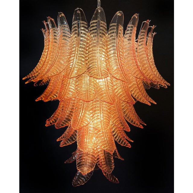 1990s Italian Murano Felci Glass Chandelier with 75 Amber Glasses, 1990s For Sale - Image 5 of 16