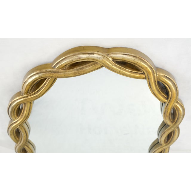 Oval Gold Leaf Gilt Pie Crust Style Frame Wall Mirror Mid Century Modern MINT