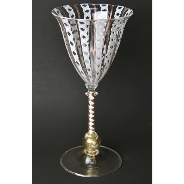 1950s 1950s Mid Century Cenedese Venetian Zanfirico Tall Goblets, Set of 12 For Sale - Image 5 of 7