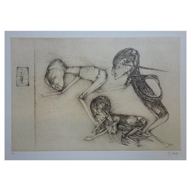 Fred Deux, The Mirror, Original Engraving For Sale