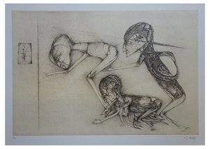 Fred Deux, The Mirror, Original Engraving