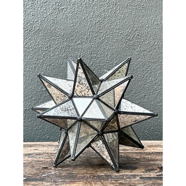 Vintage Antiqued Mirror Star Lamp For Sale - Image 11 of 12
