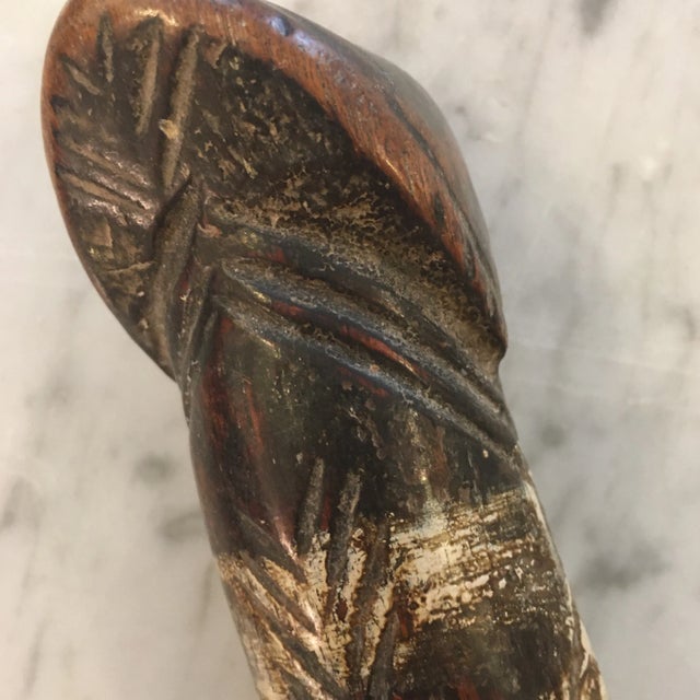 Tribal Wood Hand Carved Flute For Sale - Image 3 of 12