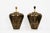 Elegant pair of 20th century table lamps crafted in glazed ceramic, featuring a striking crackle finish. The deep black...