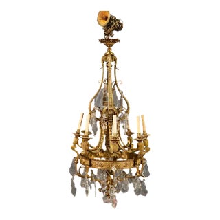 Fine Quality Bronze and Genuine Crystal French Louis XV Style Chandelier For Sale