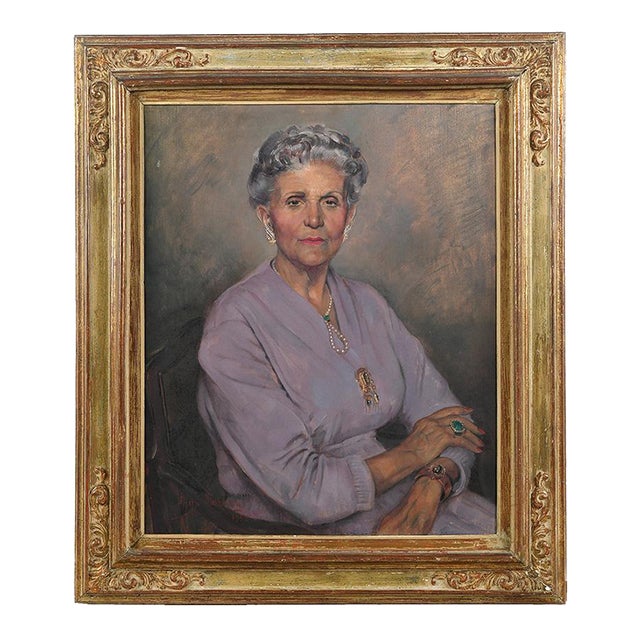 Portrait Painted in Oil by Max Moreau For Sale