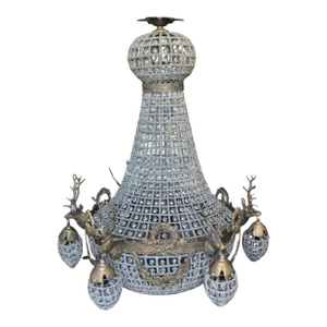 1990s Jumbo Oversized Empire Deer Head 12 Lights Chandelier