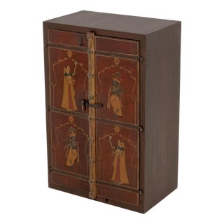 Indian Paint-Decorated Two-Door Cabinet For Sale