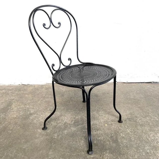 Mid-Century Modern Vintage Black French Metal Outdoor Chairs - Set of 4 For Sale - Image 3 of 11