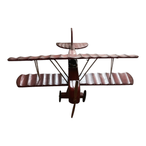 Large Vintage Handcrafted Wooden Biplane Model — 28″ Long X 30″ Wingspan