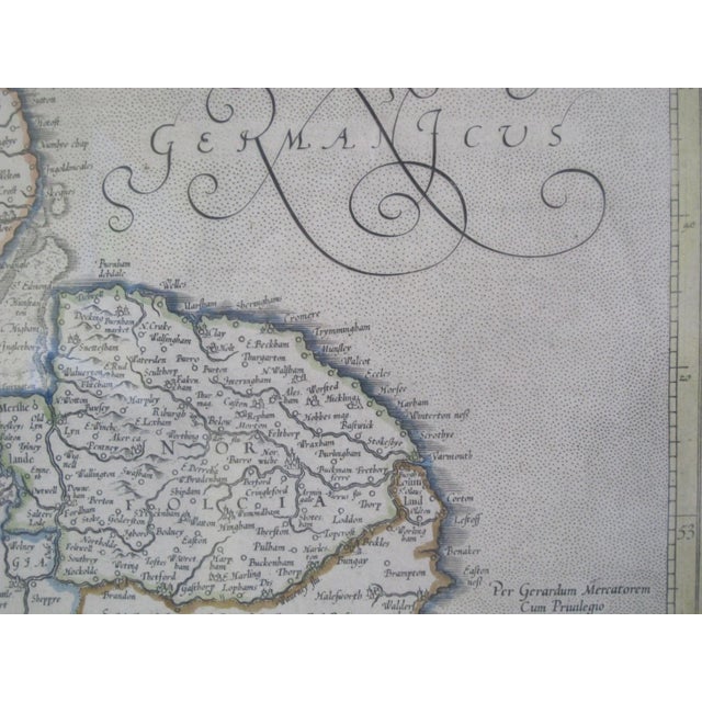 English Antique C1648 Northwestern England Framed Hand Colored Copper Engraving Map For Sale - Image 3 of 8