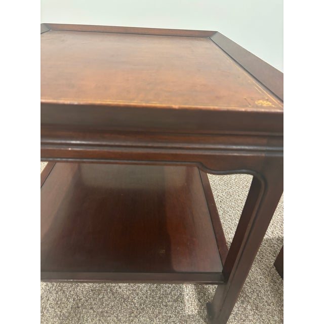 Pair of 1960s Heritage Henredon Mid-Century Ming Style Mahogany Side Tables For Sale - Image 10 of 11
