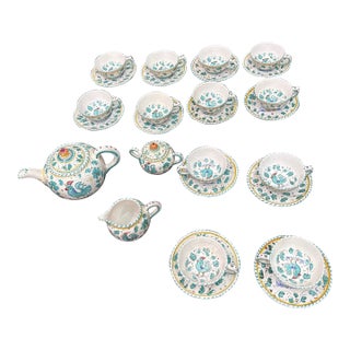 1960s Deruta Italy Rooster Tea Set Majolica Boho Pottery - 27 Pieces For Sale