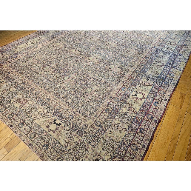 Textile 19th Century Oversized Persian Kerman Lavar Rug, Hand-Knotted Wool, Allover Tree of Life Pattern, Royal-Blue & Ivory, 14’ X 18’ For Sale - Image 7 of 17