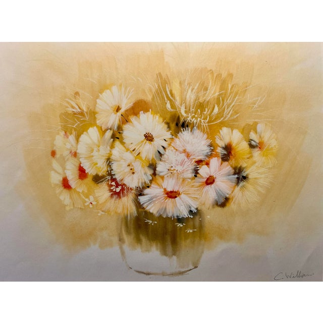 Original Vintage Watercolor Flowers Painting by C. WILLIAMS Signed Aprox. dimensions: Frame: 16"H x 20"W Visible area:...