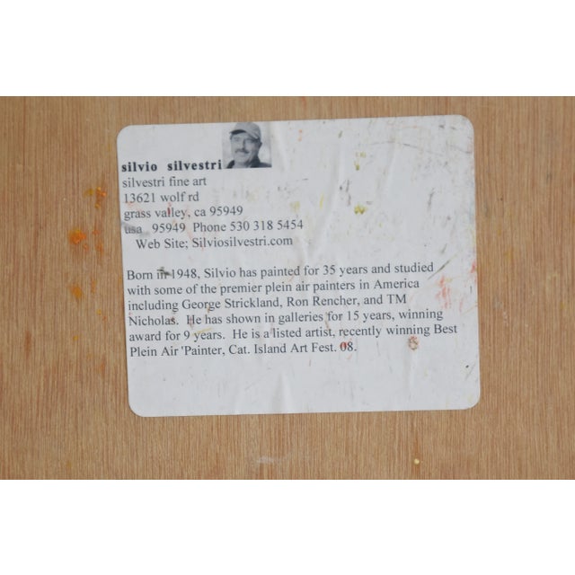 Silvio Silvestri, Listed Artist Farm Barn & Grapevines Landscape Oil Painting Including the Antiqued Gold Wood Frame For Sale - Image 11 of 12