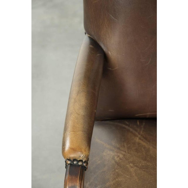 Wood English Wood and Cowhide Leather Gainsborough Chair For Sale - Image 7 of 13