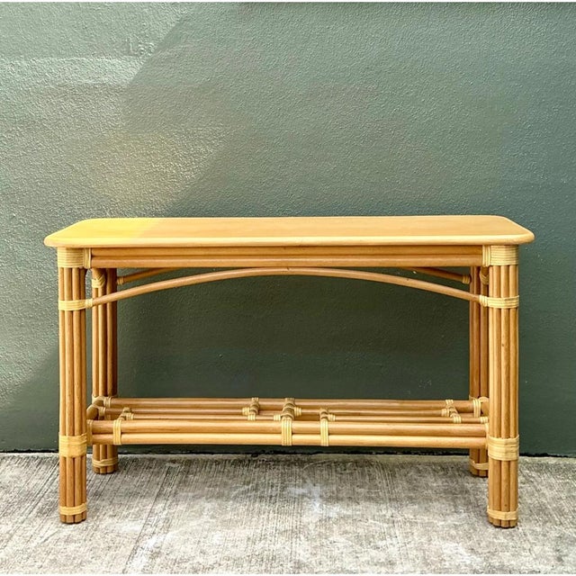 Vintage Rattan Console Table For Sale - Image 10 of 12