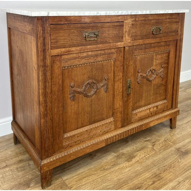 Antique French Marble Top Oak Sideboard For Sale - Image 3 of 17
