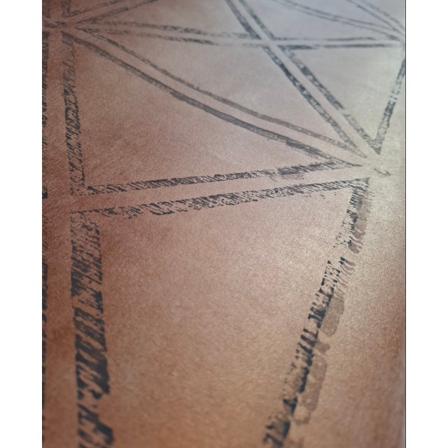 Copper New Handmade Wallpaper With Metallic Geometric Pattern on Paper-Textile Runo For Sale - Image 8 of 9