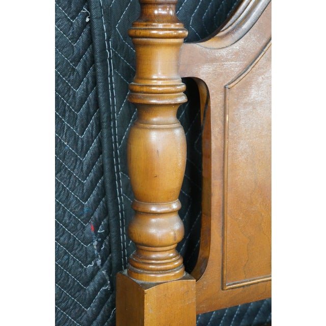 Vintage Federal Sheraton Revival 4 Post Matchbook Walnut Full Size Bed Frame For Sale - Image 14 of 18