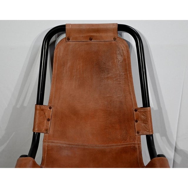 Set of Metal and Leather Chairs, 1960 For Sale - Image 9 of 18