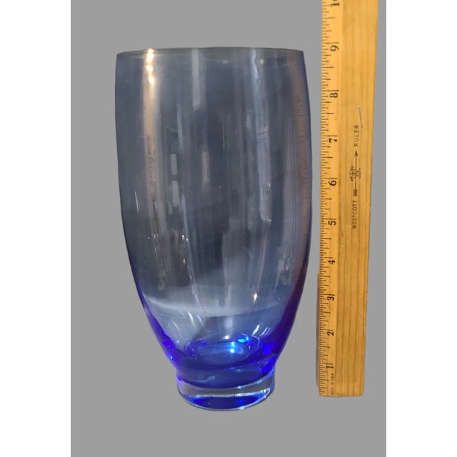 Late 20th Century Mid-Century-Modern Mediterranean Blue Hand-Blown Art Glass Vase For Sale - Image 5 of 8