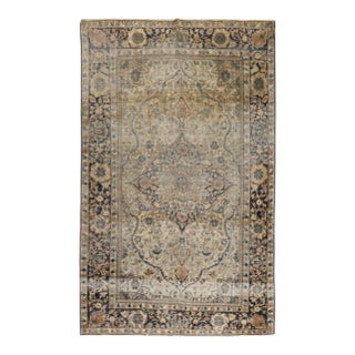 19th Century Antique Mohtasham Kashan Rug - 4'3" x 6'10" For Sale
