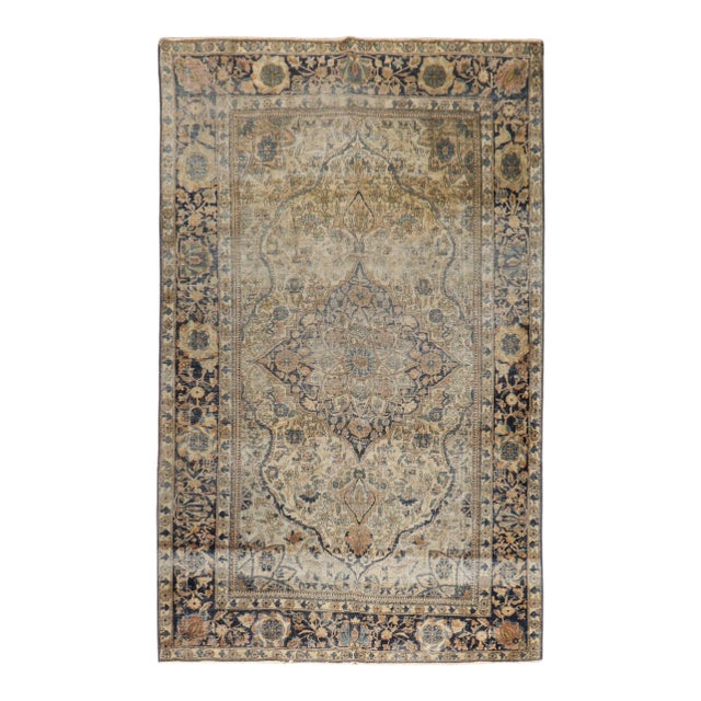 19th Century Antique Mohtasham Kashan Rug - 4'3" x 6'10" For Sale