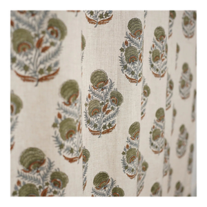 Fabdivine Hand Block Printed Viscose Colorued Linen Ring Curtain Mohini Size-54" W X 29" L