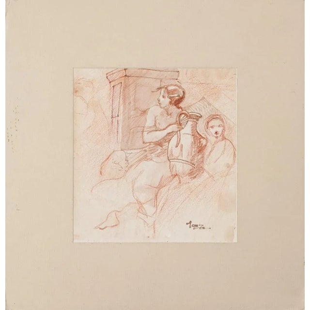 Figures is an original modern drawing in Pastel on cardboard realized by an Anonymous artist of the early 20th Century....