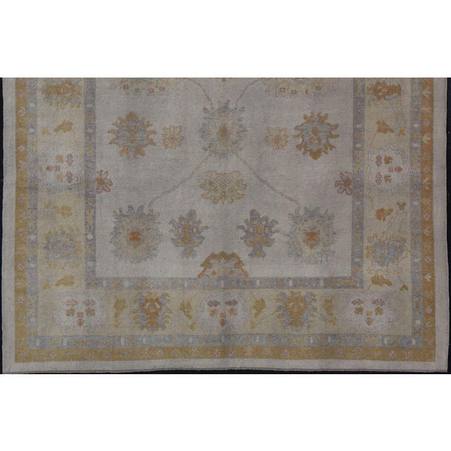 Turkish Oushak Rug in Gray With Faded Gold, Taupe, and Dusty Blue 10'6 X 14'0 For Sale - Image 4 of 15