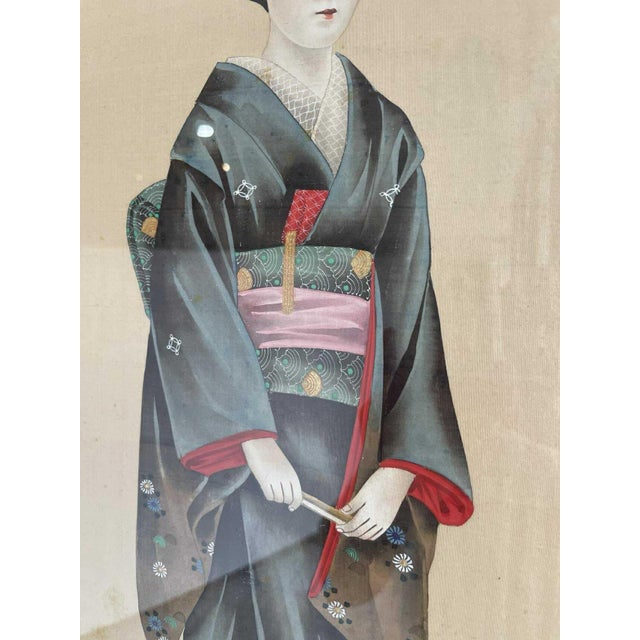 19th Century Japanese Paintings on Silk - Set of 2 For Sale - Image 17 of 18