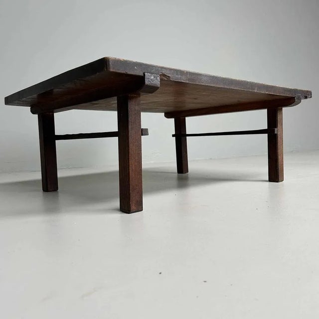 Brown Taishō Period Minimalist Low Wooden Table, Japan, 1920s For Sale - Image 8 of 12